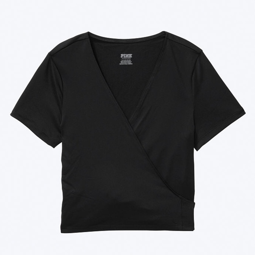 L NWT VS PINK Black Ultimate Wrap Top